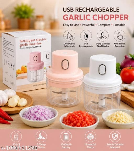 Electric Mini Wireless Food & Garlic Chopper (250ml USB) - Photo 1