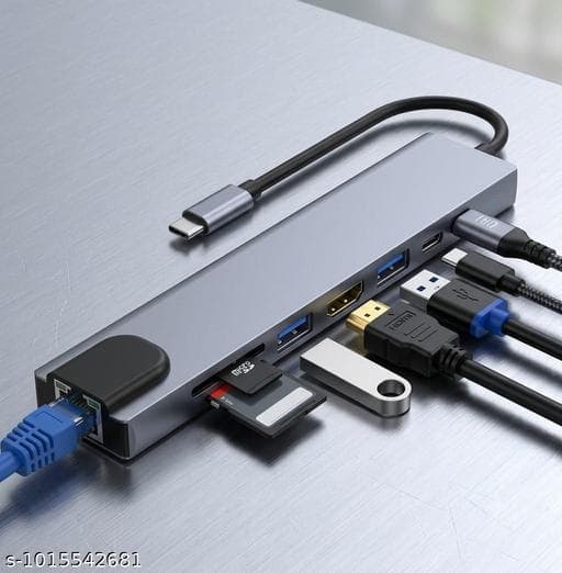 8-in-1 Aluminum USB-C Hub Adapter with 4K HDMI, SD Reader & 100W PD - Photo 1