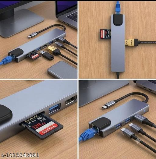 8-in-1 Aluminum USB-C Hub Adapter with 4K HDMI, SD Reader & 100W PD thumbnail 3