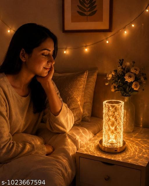 Crystal Rose Diamond Touch Sensor Rechargeable Table Lamp (16 RGB Modes) thumbnail 2
