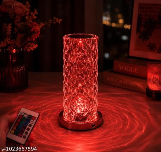 Crystal Rose Diamond Touch Sensor Rechargeable Table Lamp (16 RGB Modes) - Photo 1