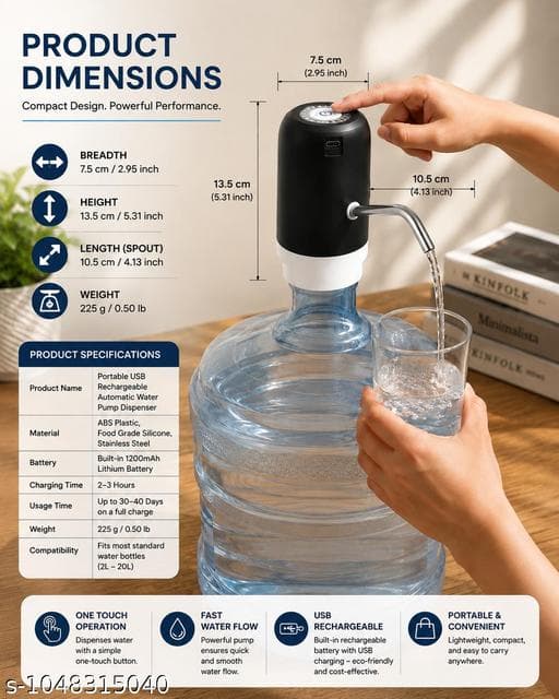 Wireless Automatic Electric Drinking Water Bottle Can Dispenser Pump thumbnail 4