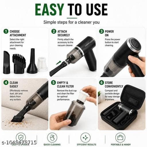 Cordless Mini Handheld Vacuum Cleaner for Car & Desk (USB) thumbnail 3