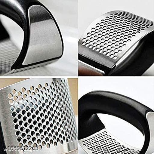Ergonomic Stainless Steel Garlic Press Rocker with Silicone Tube Peeler thumbnail 3