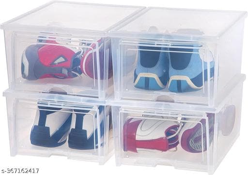 Stackable Clear Magnetic Drop-Front Shoe Display Boxes (Pack of 3) - Photo 1