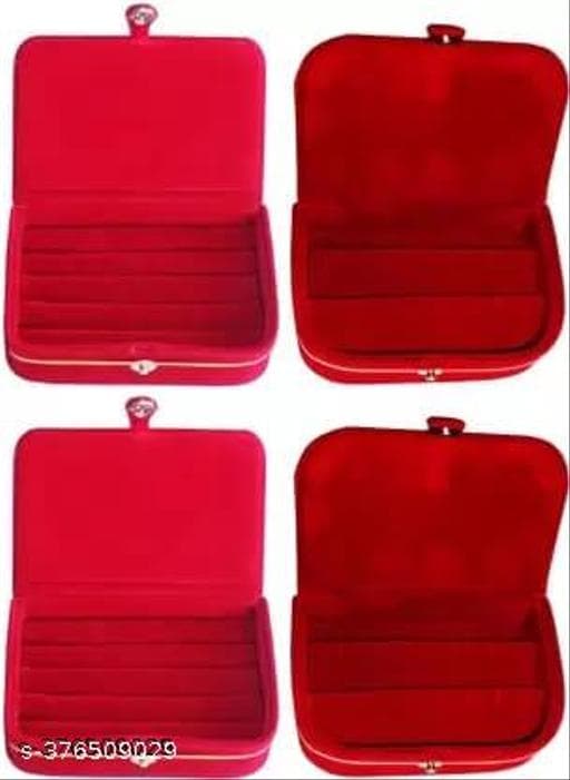 Compact Zipper Velvet Travel Jewelry Organizer Case with Built-in Mirror thumbnail 4