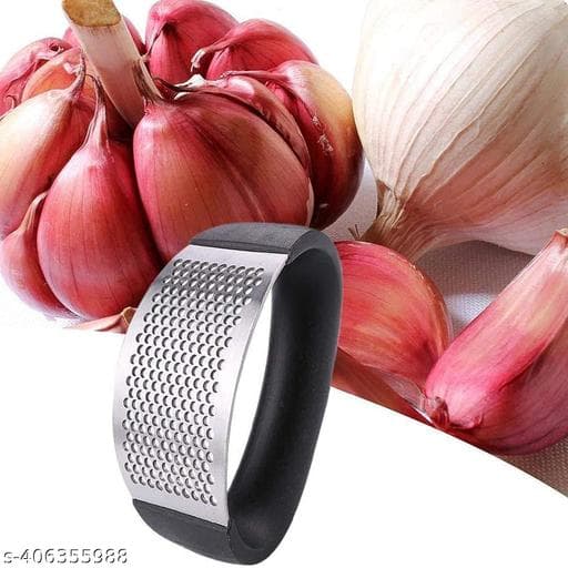 Ergonomic Stainless Steel Garlic Press Rocker with Silicone Tube Peeler - Photo 1