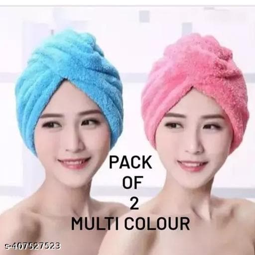 Super Absorbent Microfiber Quick-Dry Hair Towel Wrap (Pack of 2) - Photo 1