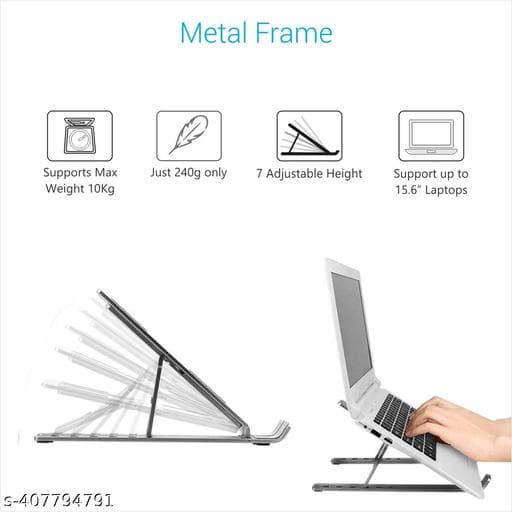 Heavy-Duty Ergonomic Aluminum Foldable Laptop Stand Riser (6-Angle Adjust) thumbnail 4
