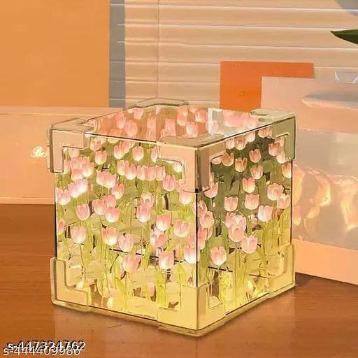 2-in-1 Infinite Tulip Cloud Mirror & Ambient LED Night Light - Photo 1