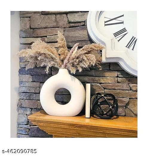 Nordic Matte Ceramic Hollow Donut Flower Vase for Centerpiece - Photo 1