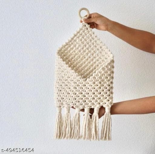 Handcrafted Boho Macrame Wooden Hanging Display Wall Shelf thumbnail 4