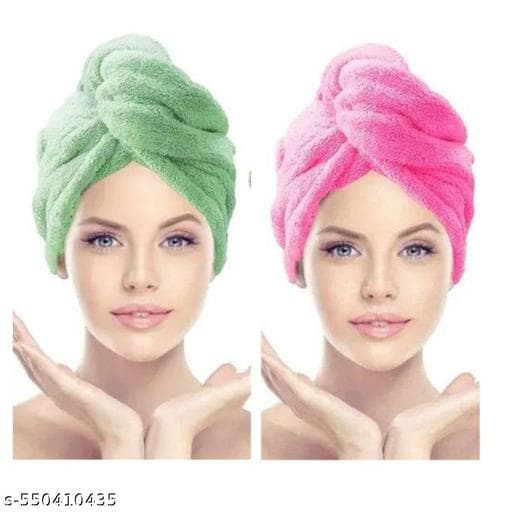 Super Absorbent Microfiber Quick-Dry Hair Towel Wrap (Pack of 2) thumbnail 3