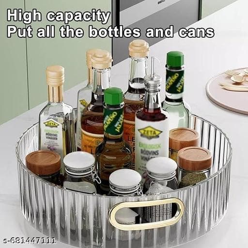 360° Rotating Turntable Spice Rack Organizer for Kitchen & Fridge - Photo 1