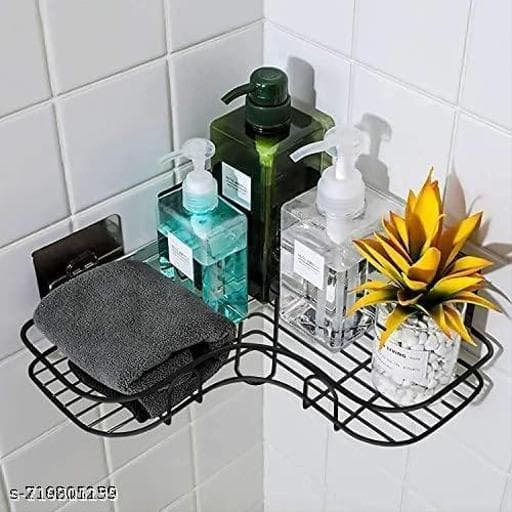 Rustproof Matte Black Stainless Steel Bathroom Corner Shelf (Pack of 2) thumbnail 4