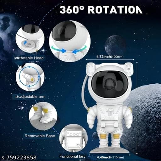 Astronaut Galaxy Star Projector LED Night Lamp (360° Rotating) thumbnail 2