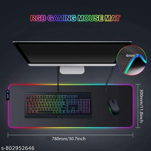 Extended XXL RGB Edge-Glow Waterproof Gaming Desk Mat (800x300mm) thumbnail 4