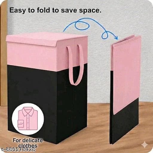 Waterproof Standing Linen Fabric Laundry Hamper with Natural Bamboo Handles thumbnail 2