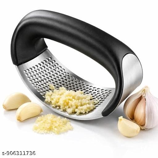Ergonomic Stainless Steel Garlic Press Rocker with Silicone Tube Peeler thumbnail 4